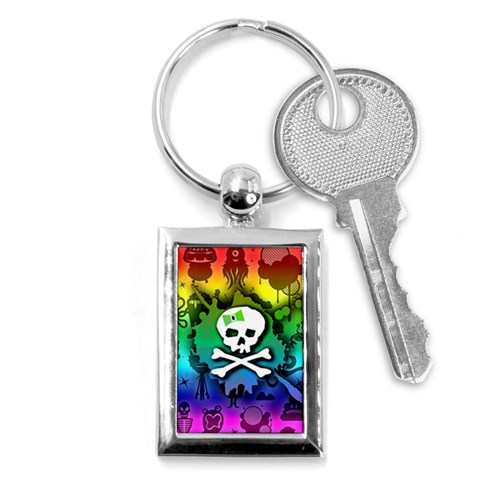 Kawaii Rainbow Skull Key Chain (Rectangle) from ArtsNow.com Front