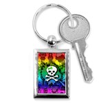 Kawaii Rainbow Skull Key Chain (Rectangle)