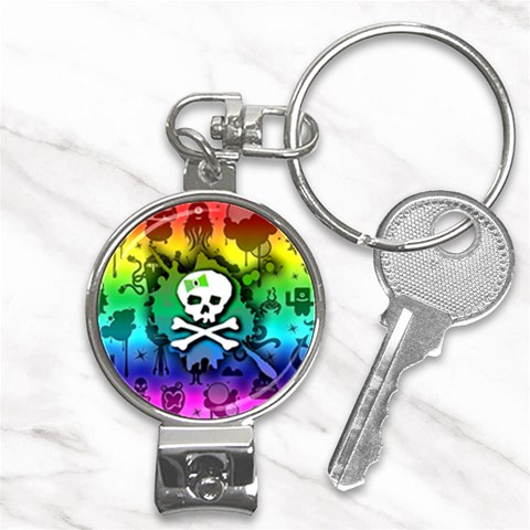 Kawaii Rainbow Skull Nail Clippers Key Chain from ArtsNow.com Front