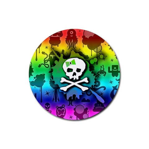 Kawaii Rainbow Skull Rubber Coaster (Round) from ArtsNow.com Front