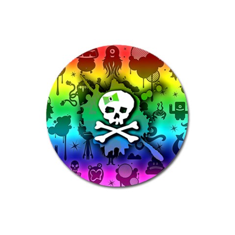 Kawaii Rainbow Skull Magnet 3  (Round) from ArtsNow.com Front