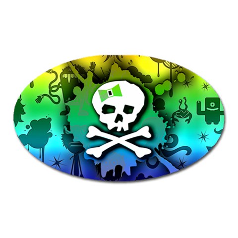 Kawaii Rainbow Skull Magnet (Oval) from ArtsNow.com Front