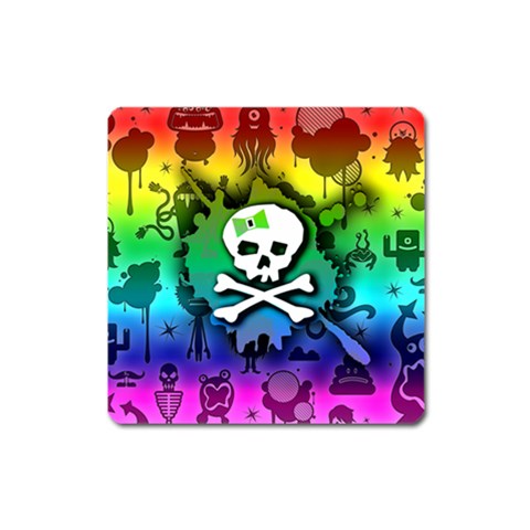 Kawaii Rainbow Skull Magnet (Square) from ArtsNow.com Front