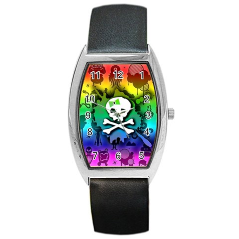 Kawaii Rainbow Skull Barrel Style Metal Watch from ArtsNow.com Front