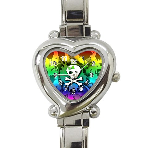 Kawaii Rainbow Skull Heart Italian Charm Watch from ArtsNow.com Front