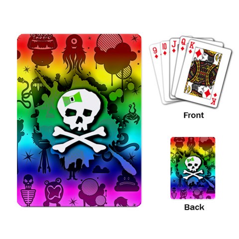 Kawaii Rainbow Skull Playing Cards Single Design from ArtsNow.com Back