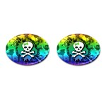 Kawaii Rainbow Skull Cufflinks (Oval)