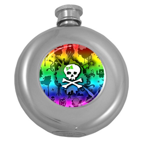 Kawaii Rainbow Skull Hip Flask (5 oz) from ArtsNow.com Front