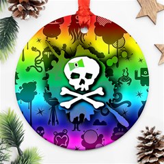 Kawaii Rainbow Skull Round Ornament (Two Sides) from ArtsNow.com Back