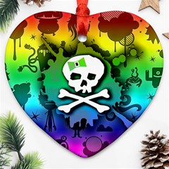 Kawaii Rainbow Skull Heart Ornament (Two Sides) from ArtsNow.com Front