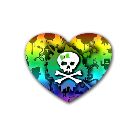 Kawaii Rainbow Skull Rubber Coaster (Heart) from ArtsNow.com Front