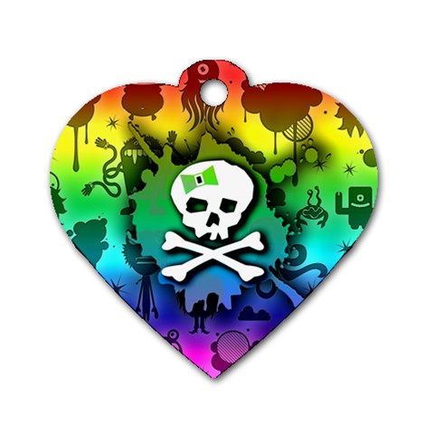 Kawaii Rainbow Skull Dog Tag Heart (One Side) from ArtsNow.com Front