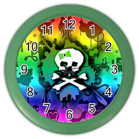 Kawaii Rainbow Skull Color Wall Clock from ArtsNow.com Front