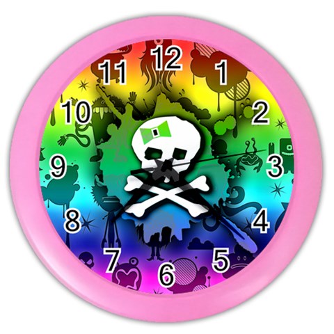 Kawaii Rainbow Skull Color Wall Clock from ArtsNow.com Front