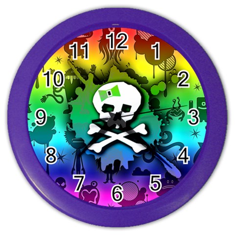 Kawaii Rainbow Skull Color Wall Clock from ArtsNow.com Front