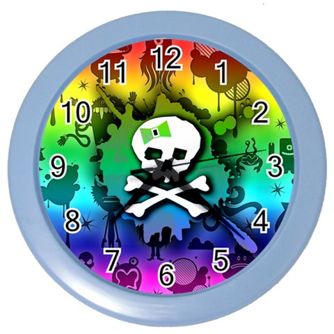 Kawaii Rainbow Skull Color Wall Clock from ArtsNow.com Front