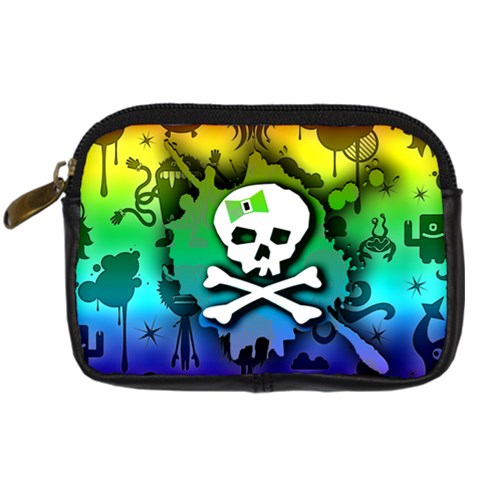 Kawaii Rainbow Skull Digital Camera Leather Case from ArtsNow.com Front