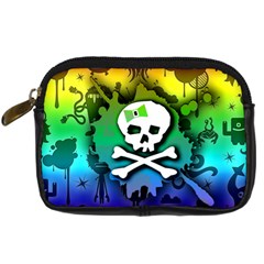 Kawaii Rainbow Skull Digital Camera Leather Case from ArtsNow.com Front