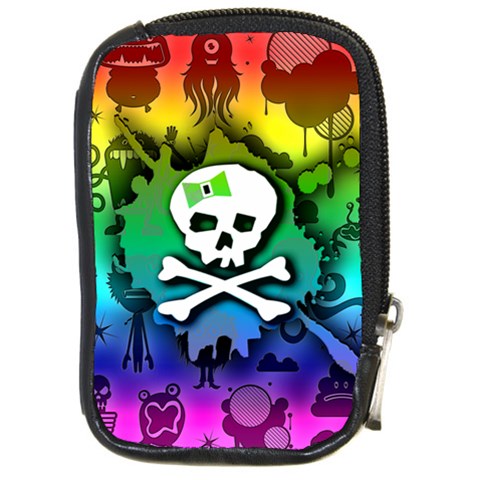 Kawaii Rainbow Skull Compact Camera Leather Case from ArtsNow.com Front