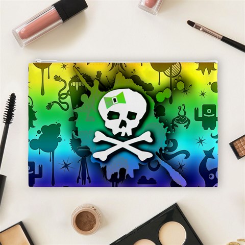 Kawaii Rainbow Skull Cosmetic Bag (Large) from ArtsNow.com Front