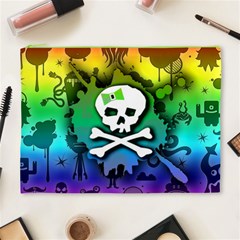 Kawaii Rainbow Skull Cosmetic Bag (XL) from ArtsNow.com Front