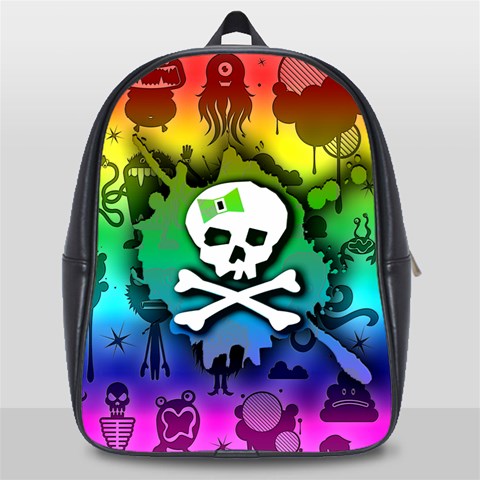 Kawaii Rainbow Skull School Bag (Large) from ArtsNow.com Front