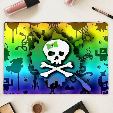 Kawaii Rainbow Skull Cosmetic Bag (XXL) from ArtsNow.com Back