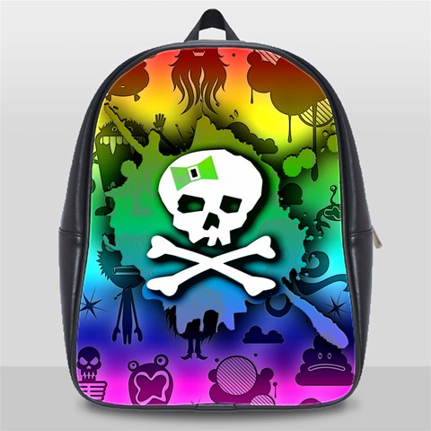 Kawaii Rainbow Skull School Bag (XL) from ArtsNow.com Front