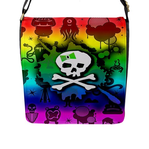 Kawaii Rainbow Skull Flap Closure Messenger Bag (Large) from ArtsNow.com Front