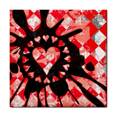 Love Heart Splatter Tile Coaster from ArtsNow.com Front