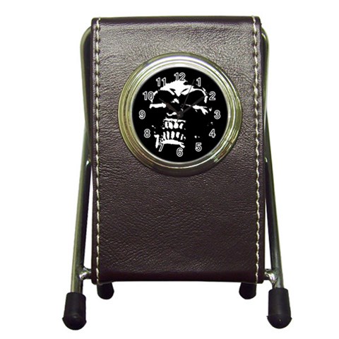 Morbid Skull Pen Holder Desk Clock from ArtsNow.com Front