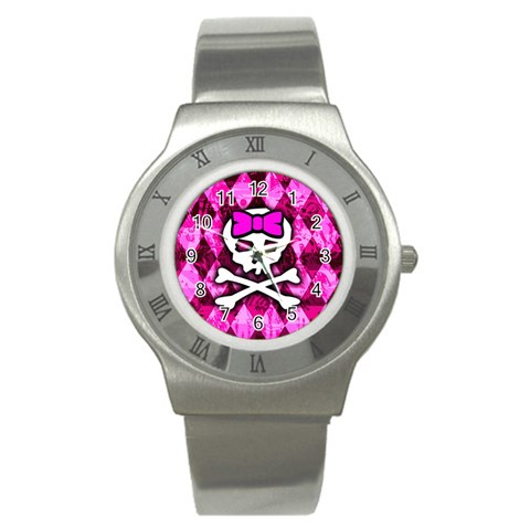 Pink Bow Princess Stainless Steel Watch from ArtsNow.com Front