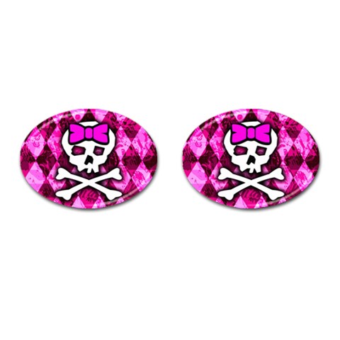 Pink Bow Princess Cufflinks (Oval) from ArtsNow.com Front(Pair)