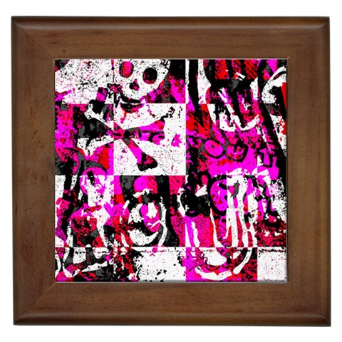 Pink Checker Graffiti Framed Tile from ArtsNow.com Front