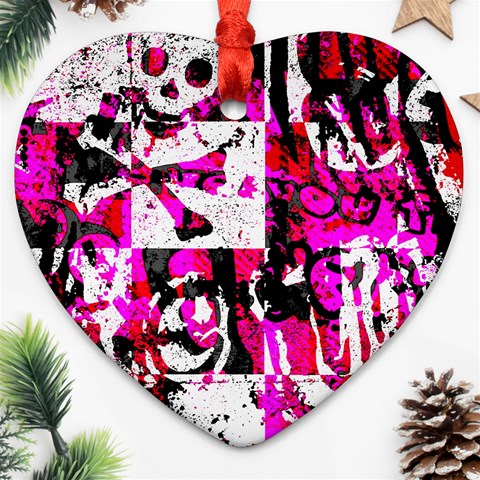 Pink Checker Graffiti Ornament (Heart) from ArtsNow.com Front