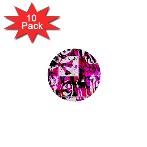 Pink Checker Graffiti 1  Mini Button (10 pack)  from ArtsNow.com Front