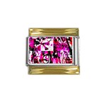 Pink Checker Graffiti Gold Trim Italian Charm (9mm)