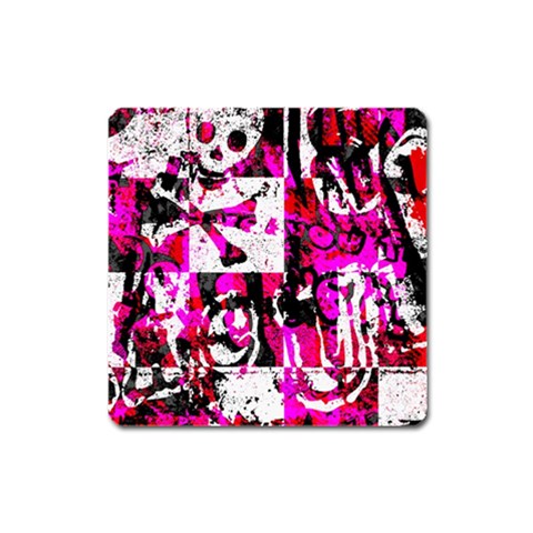 Pink Checker Graffiti Magnet (Square) from ArtsNow.com Front