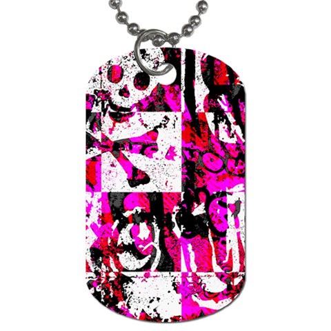 Pink Checker Graffiti Dog Tag (One Side) from ArtsNow.com Front