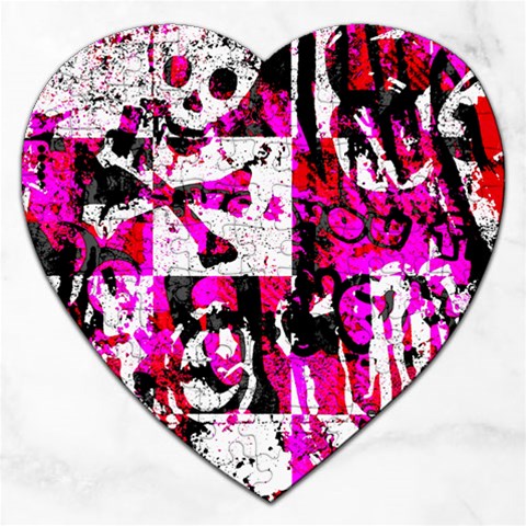 Pink Checker Graffiti Jigsaw Puzzle (Heart) from ArtsNow.com Front