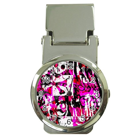 Pink Checker Graffiti Money Clip Watch from ArtsNow.com Front