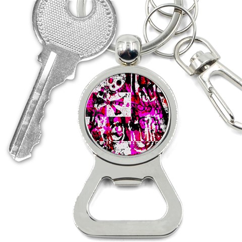 Pink Checker Graffiti Bottle Opener Key Chain from ArtsNow.com Front