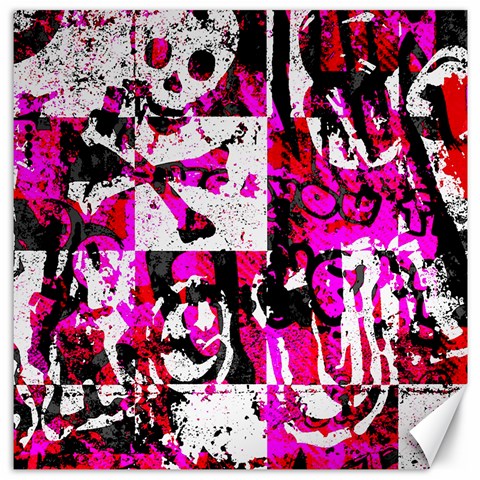 Pink Checker Graffiti Canvas 12  x 12  from ArtsNow.com 11.4 x11.56  Canvas - 1