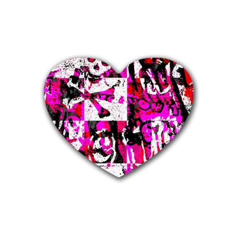 Pink Checker Graffiti Heart Coaster (4 pack) from ArtsNow.com Front