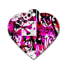 Pink Checker Graffiti Dog Tag Heart (Two Sides) from ArtsNow.com Back