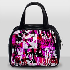 Pink Checker Graffiti Classic Handbag (Two Sides) from ArtsNow.com Front