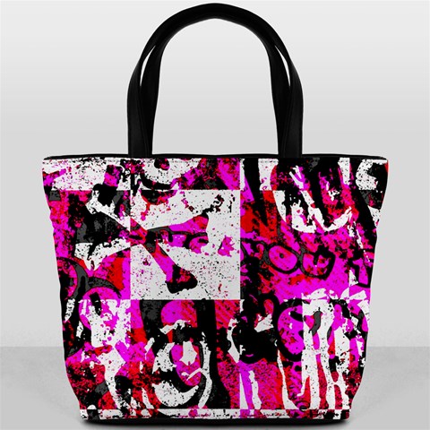 Pink Checker Graffiti Bucket Bag from ArtsNow.com Front