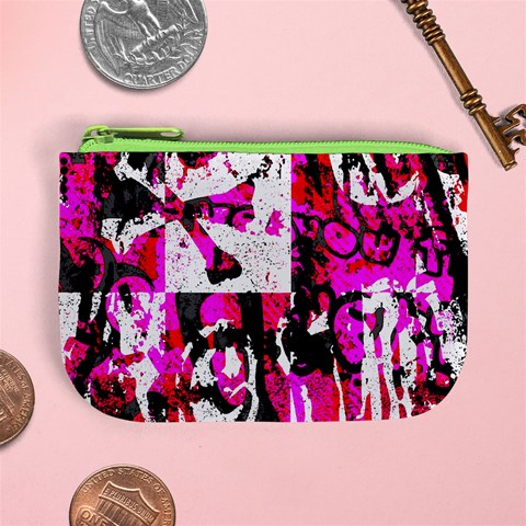 Pink Checker Graffiti Mini Coin Purse from ArtsNow.com Front