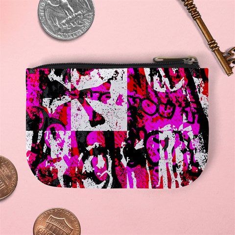 Pink Checker Graffiti Mini Coin Purse from ArtsNow.com Back