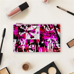 Pink Checker Graffiti Cosmetic Bag (Small) from ArtsNow.com Front